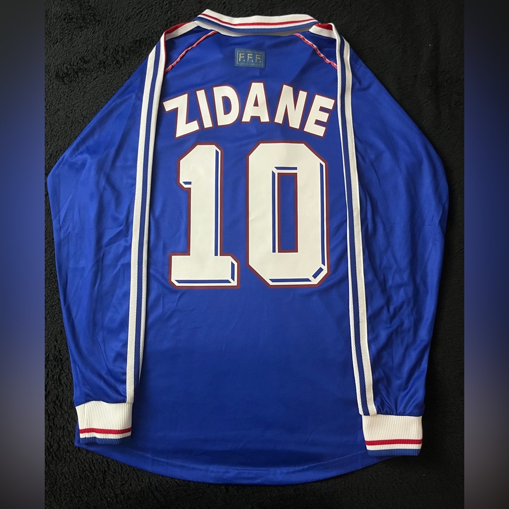 Zidane #10 France 1998 Retro Soccer Jersey Longsleeve Home Blue